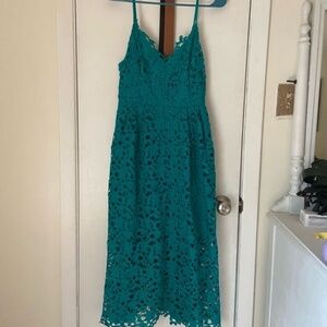 Astr The Label | Teal Lace Midi Dress | Size Large